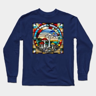 Rocky Mushroom Stained Glass Long Sleeve T-Shirt